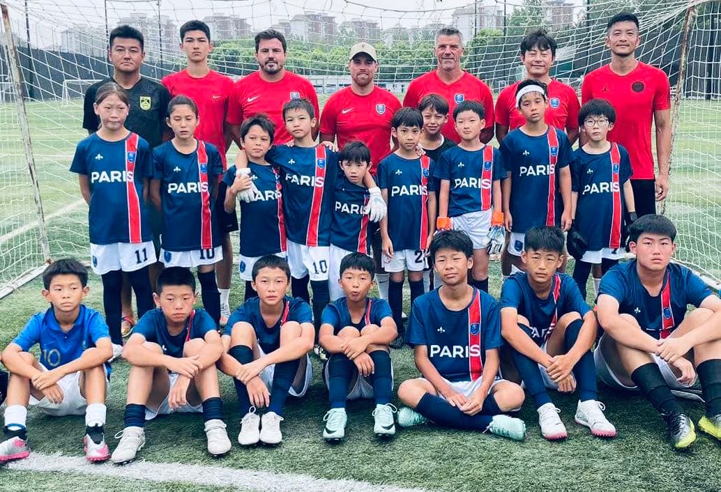 Athletes training hard during a sports camp.